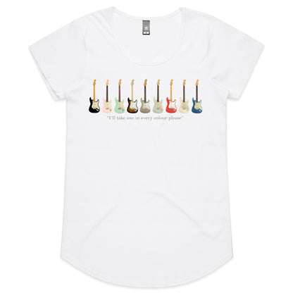 Guitars In Every Colour - Womens Scoop Neck T-Shirt