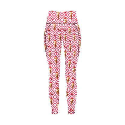 Cherry Ice-cream - Women's Leggings with Pockets