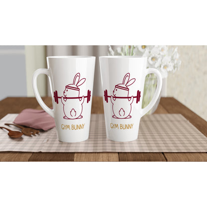 Gym Bunny - White Latte 17oz Ceramic Mug Latte Mug animal Fitness Globally Fulfilled