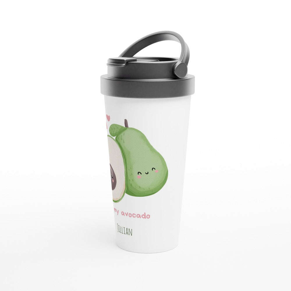 Be My Avocado - White 15oz Stainless Steel Travel Mug Travel Mug Globally Fulfilled