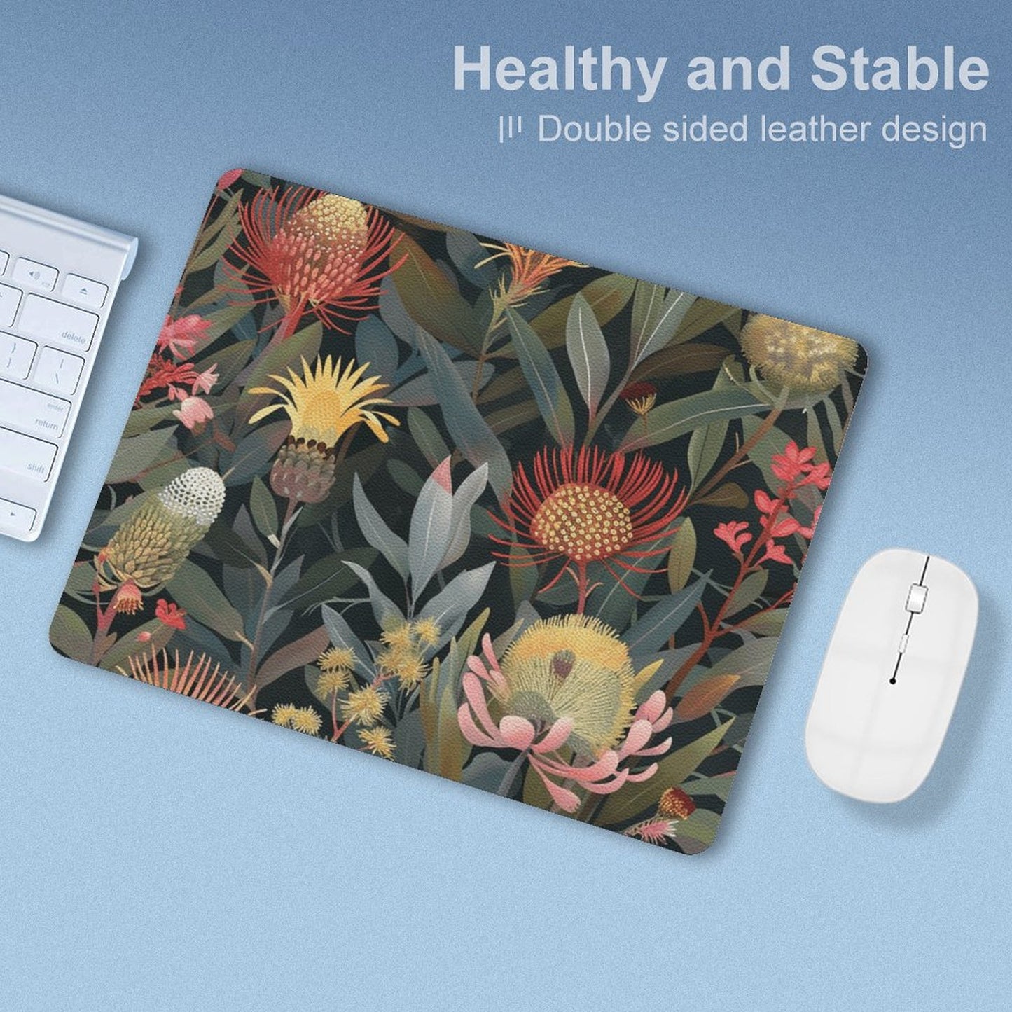 Australian Native Flowers - Leather Mouse Pad