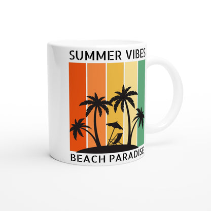 Summer Vibes - White 11oz Ceramic Mug White 11oz Mug Globally Fulfilled Summer