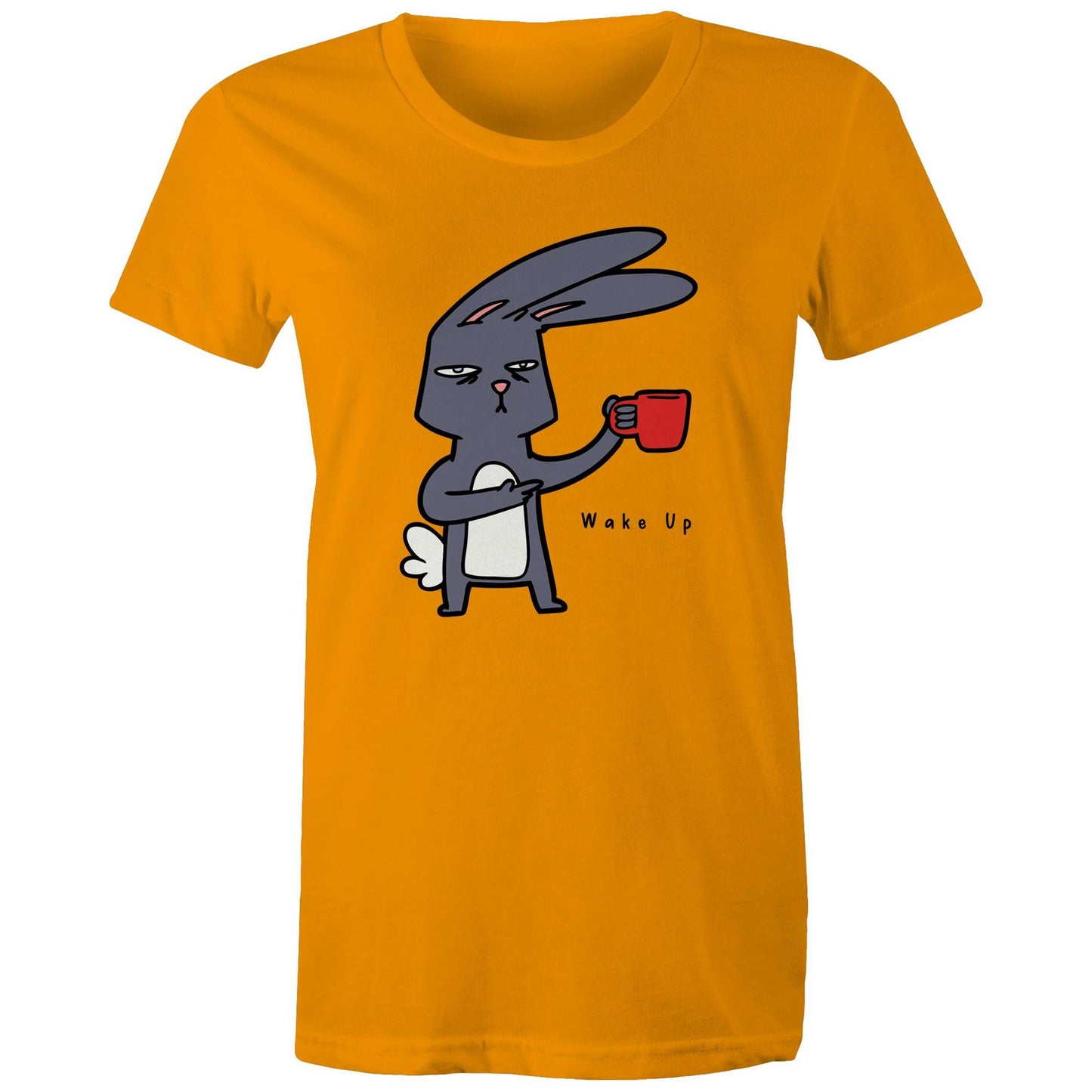 Rabbit Coffee, Wake Up - Womens T-shirt