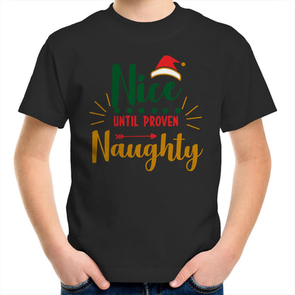 Nice Until Proven Naughty, Christmas - Kids Youth T-Shirt