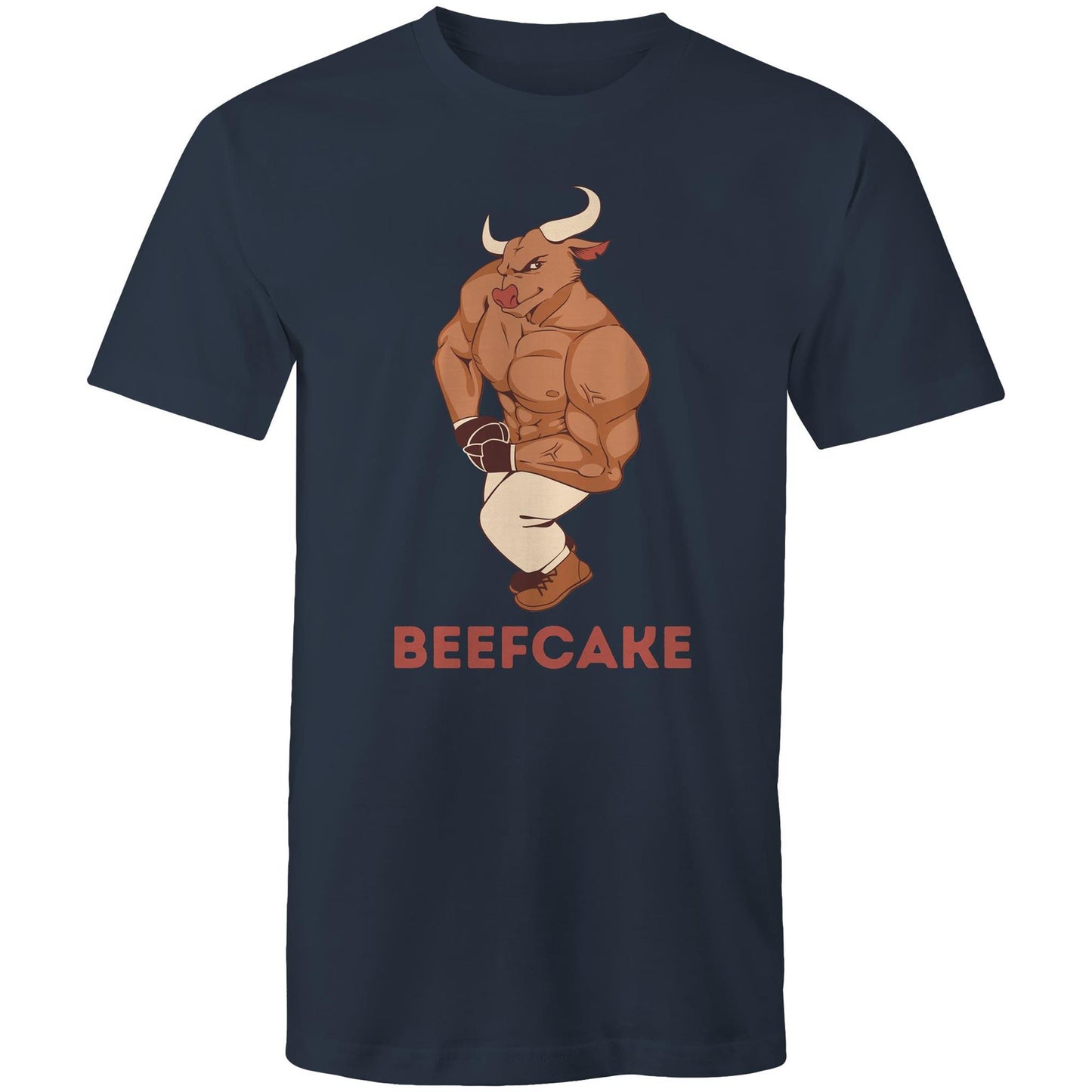 Beefcake, Bull, Gym - Mens T-Shirt Navy Fitness T-shirt Fitness