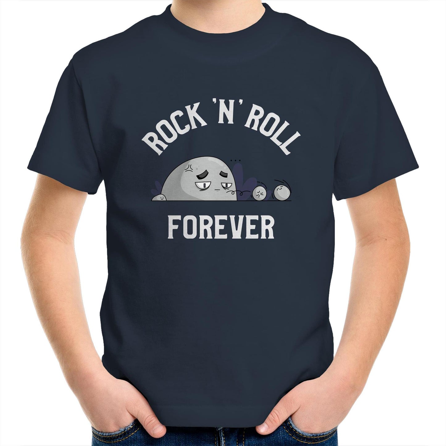 Rock 'N' Roll Forever - Kids Youth T-Shirt Navy Kids Youth T-shirt Music