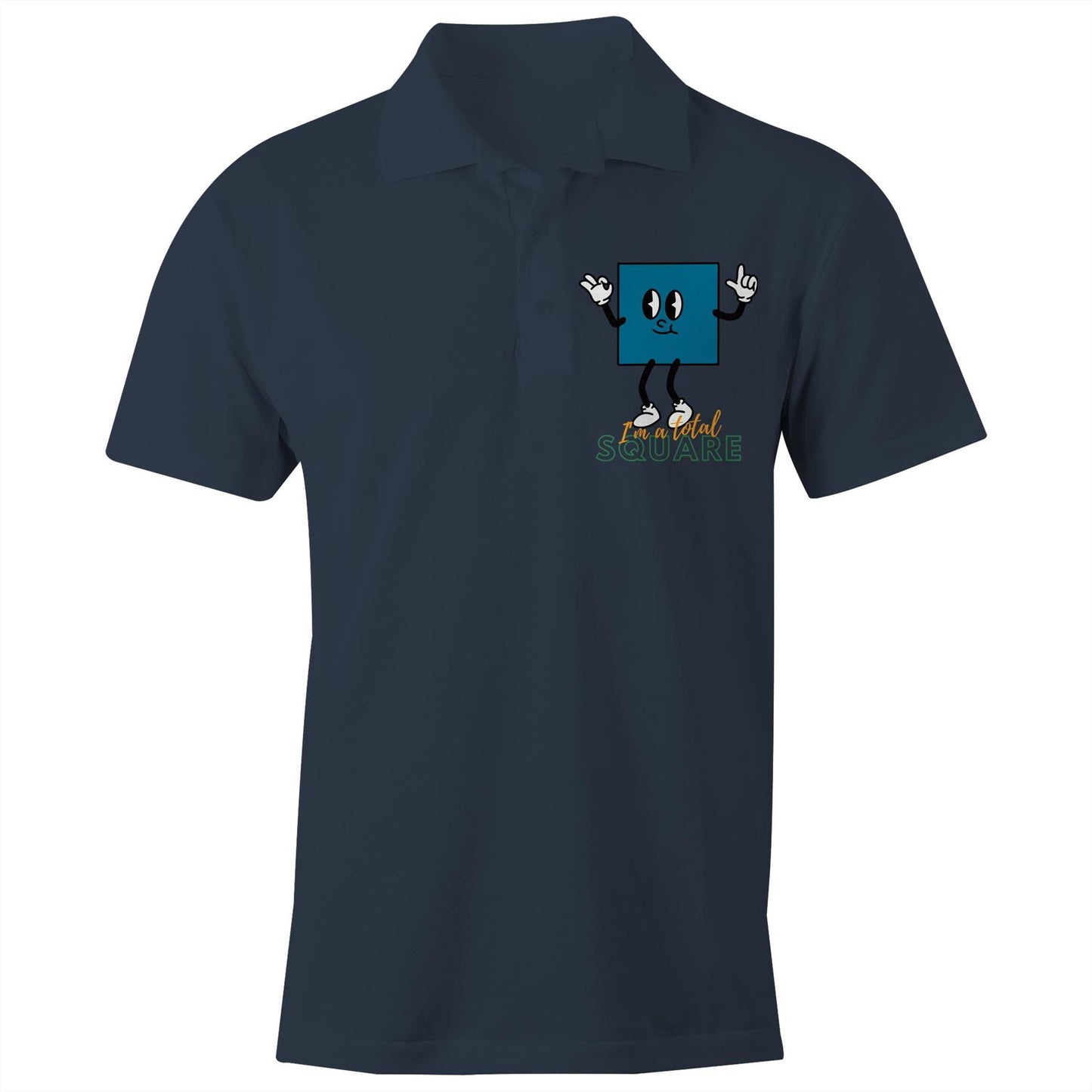 I'm A Total Square - Chad S/S Polo Shirt, Printed Navy Polo Shirt Funny Maths Science