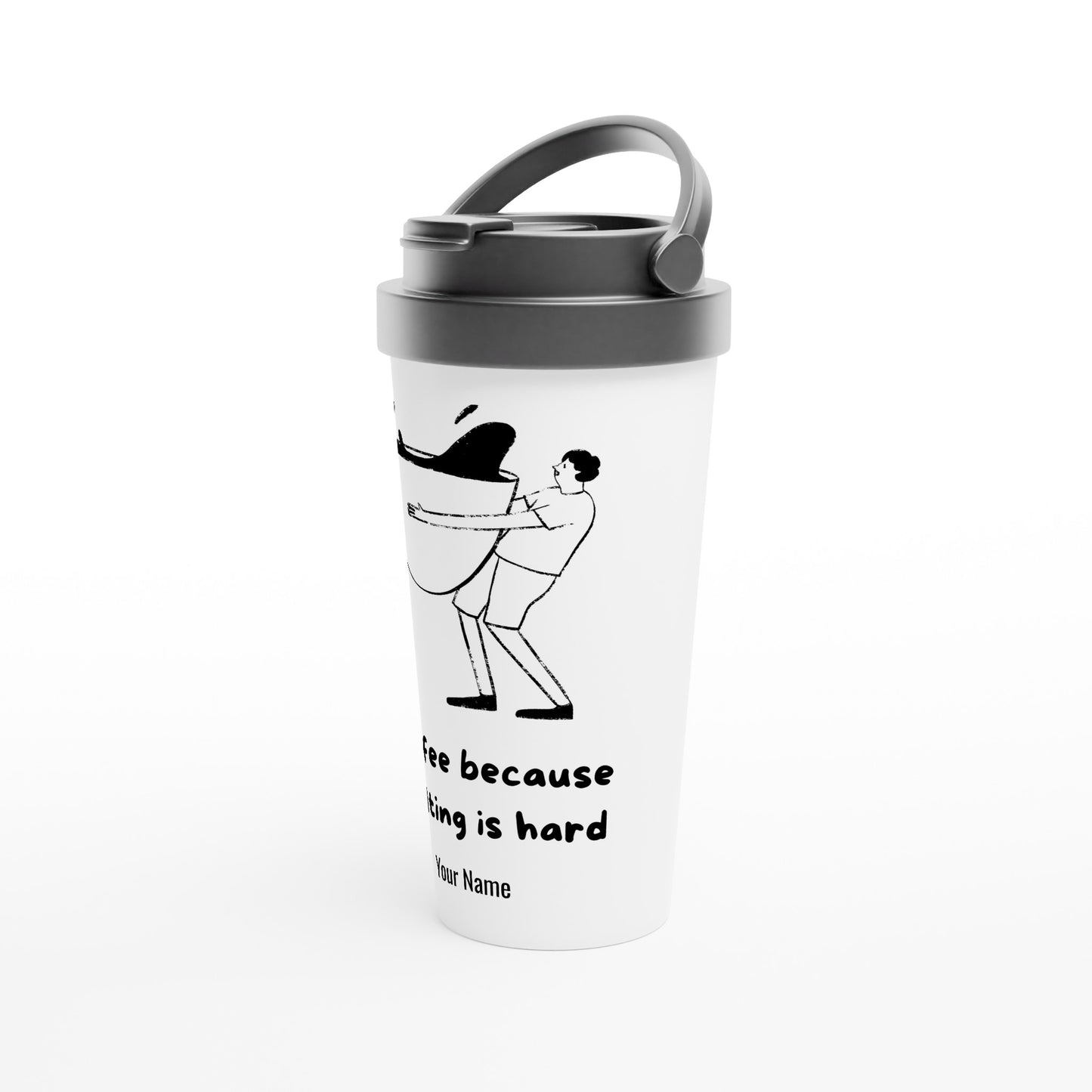 Personalised - Coffee, Because Adulting Is Hard - White 15oz Stainless Steel Travel Mug Personalised Travel Mug Coffee