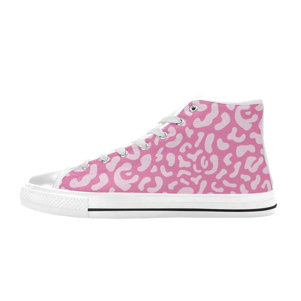 Pink Leopard - Men's High Top Canvas Shoes