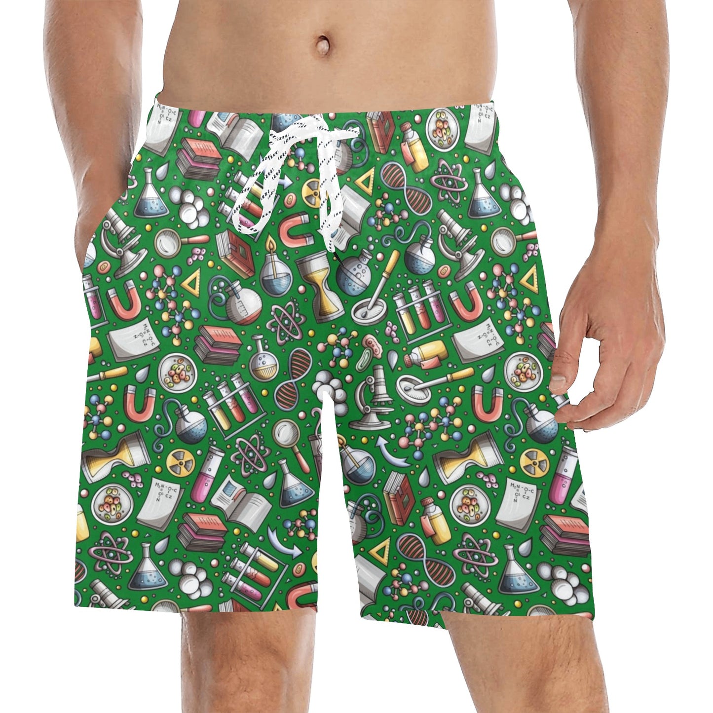 Science Love - Men's Mid-Length Beach Shorts