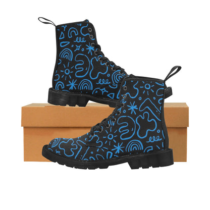 Blue Squiggle - Martin Boots for Women (Black)