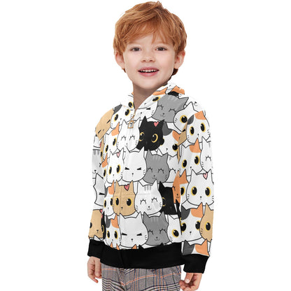 Cute Cartoon Cats - Junior Boys Zip Up Hoodie