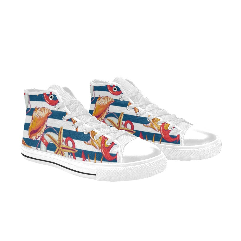 Nautical Life - Women's High Top Canvas Shoes