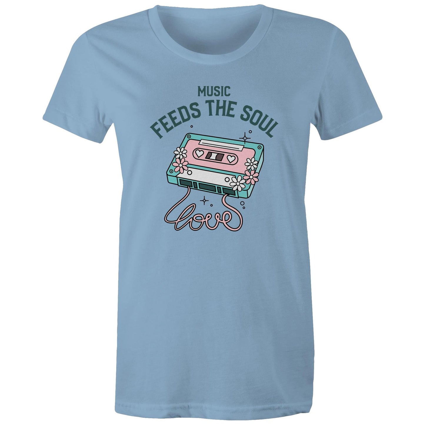 Music Feeds The Soul, Cassette Tape - Womens T-shirt