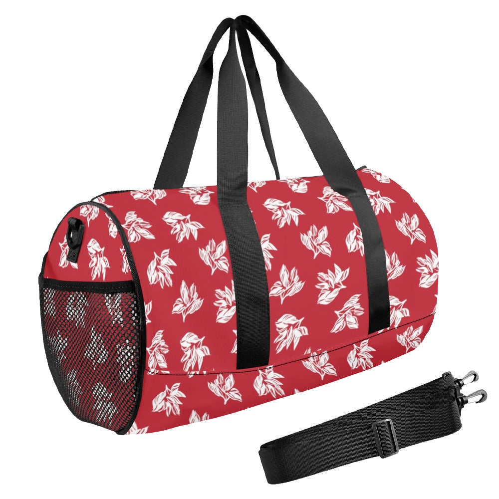 Red Retro Foliage, Hawaiian Flower - Duffle Bag