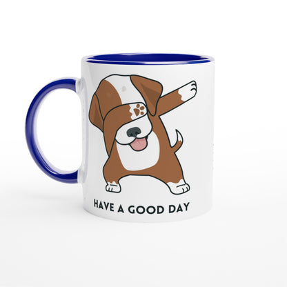 Dab Step Dog - White 11oz Ceramic Mug with Colour Inside Ceramic Blue Colour 11oz Mug animal