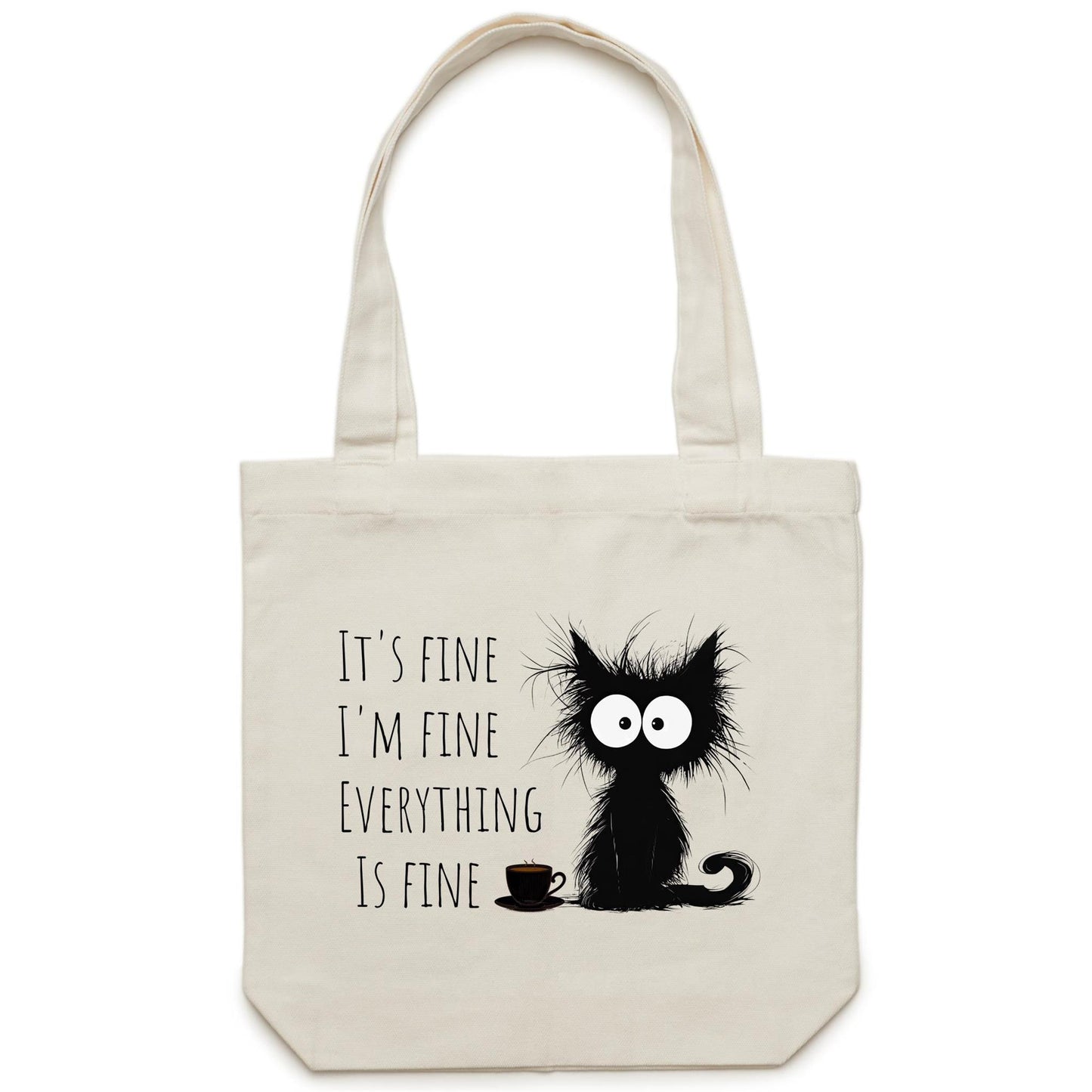 It's Fine, I'm Fine, Frazzled Cat - Canvas Tote Bag Default Title