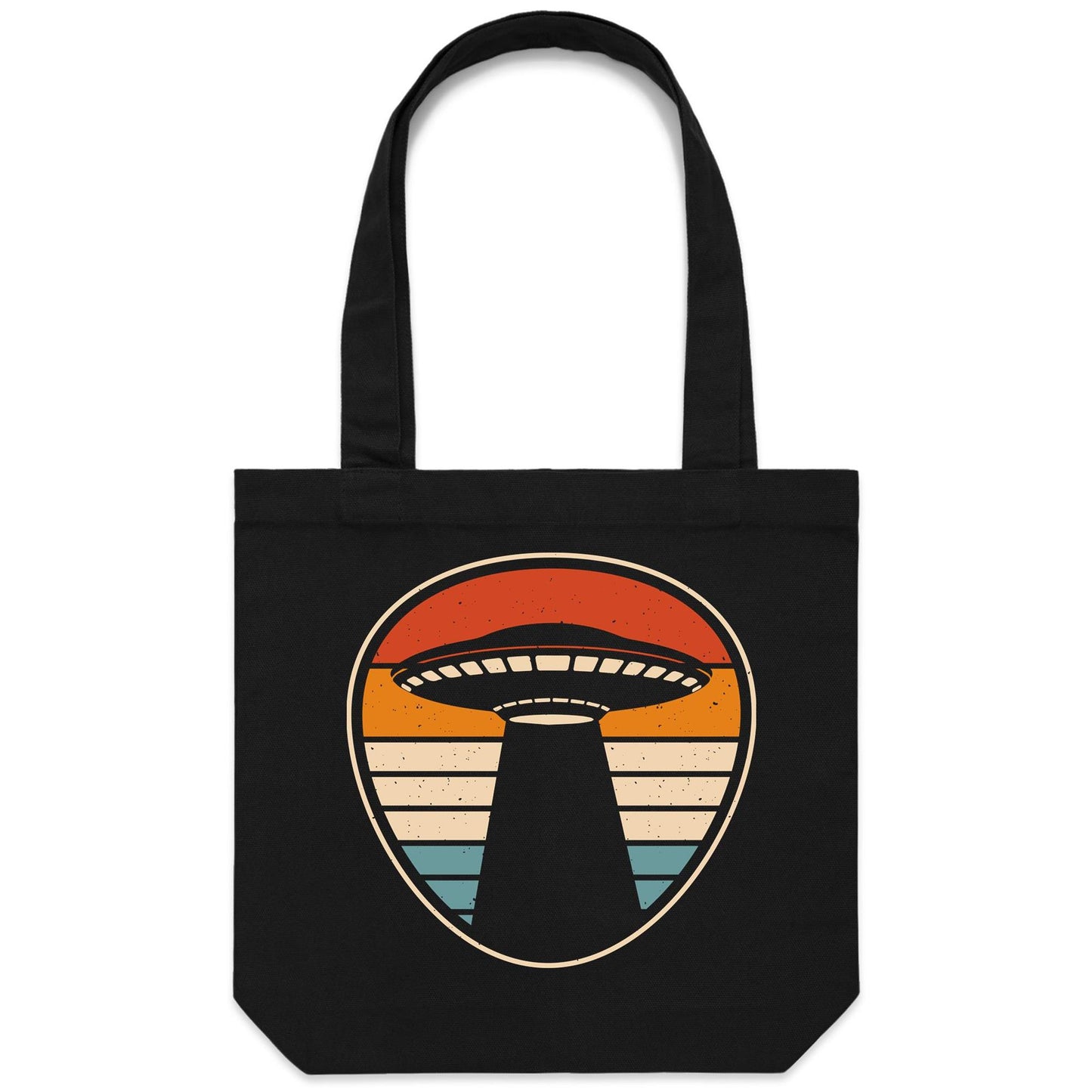 UFO, Retro Stripes - Canvas Tote Bag