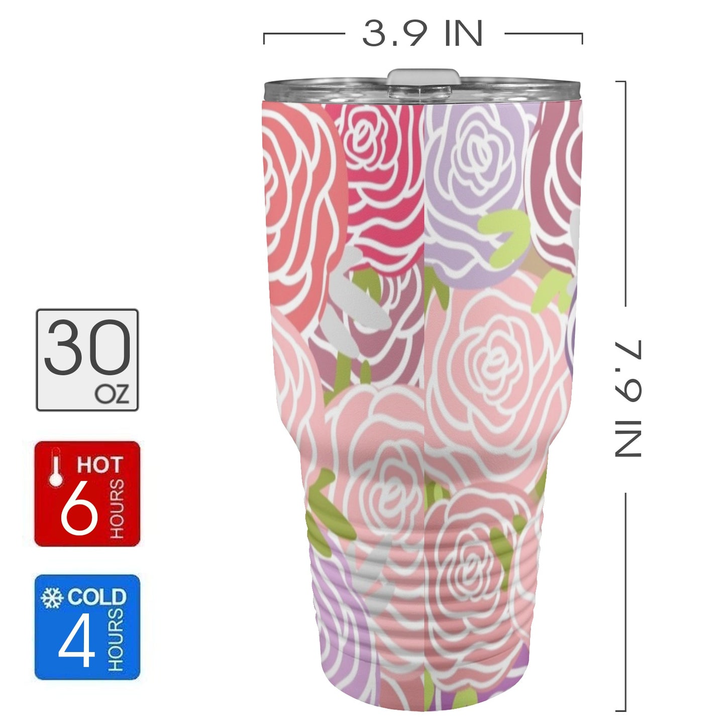 Abstract Roses - 30oz Insulated Stainless Steel Mobile Tumbler