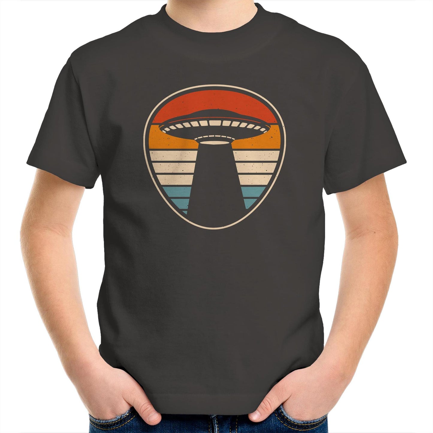 UFO, Retro Stripes - Kids Youth T-Shirt