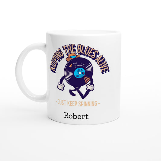 Personalise - Keeping The Blues Alive - White 11oz Ceramic Mug Default Title Personalised Mug customise Music personalise