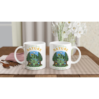 Be One With Nature, Keep It Wild, Skeleton - White 11oz Ceramic Mug White 11oz Mug Environment Funny