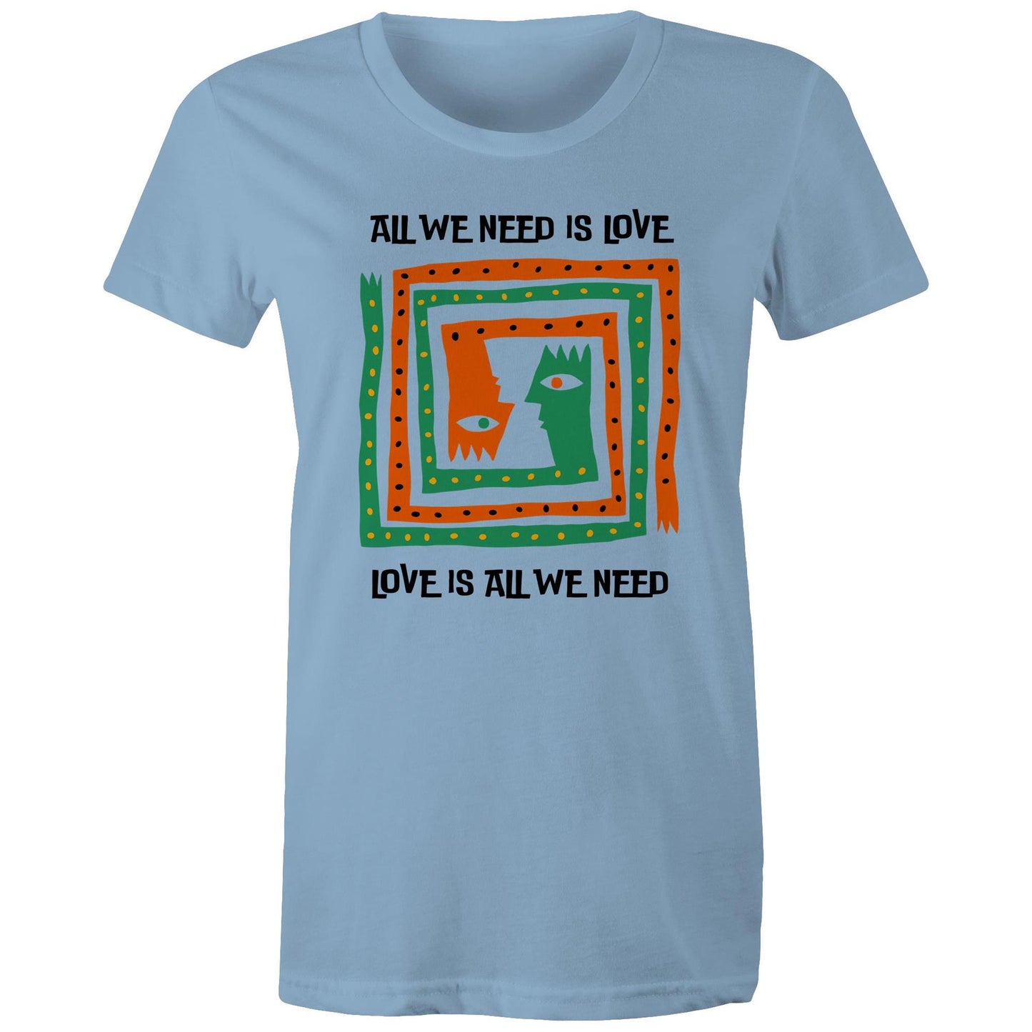 Love Is All We Need - Womens T-shirt Carolina Blue Womens T-shirt Love Printed In Australia