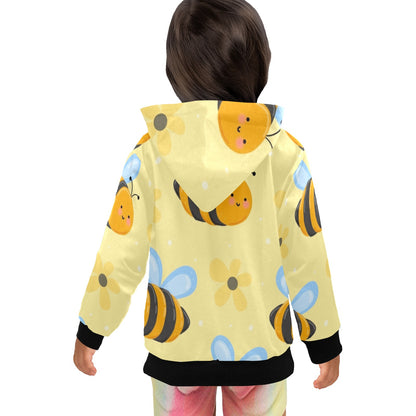 Bright Bees - Junior Girls Zip Up Hoodie