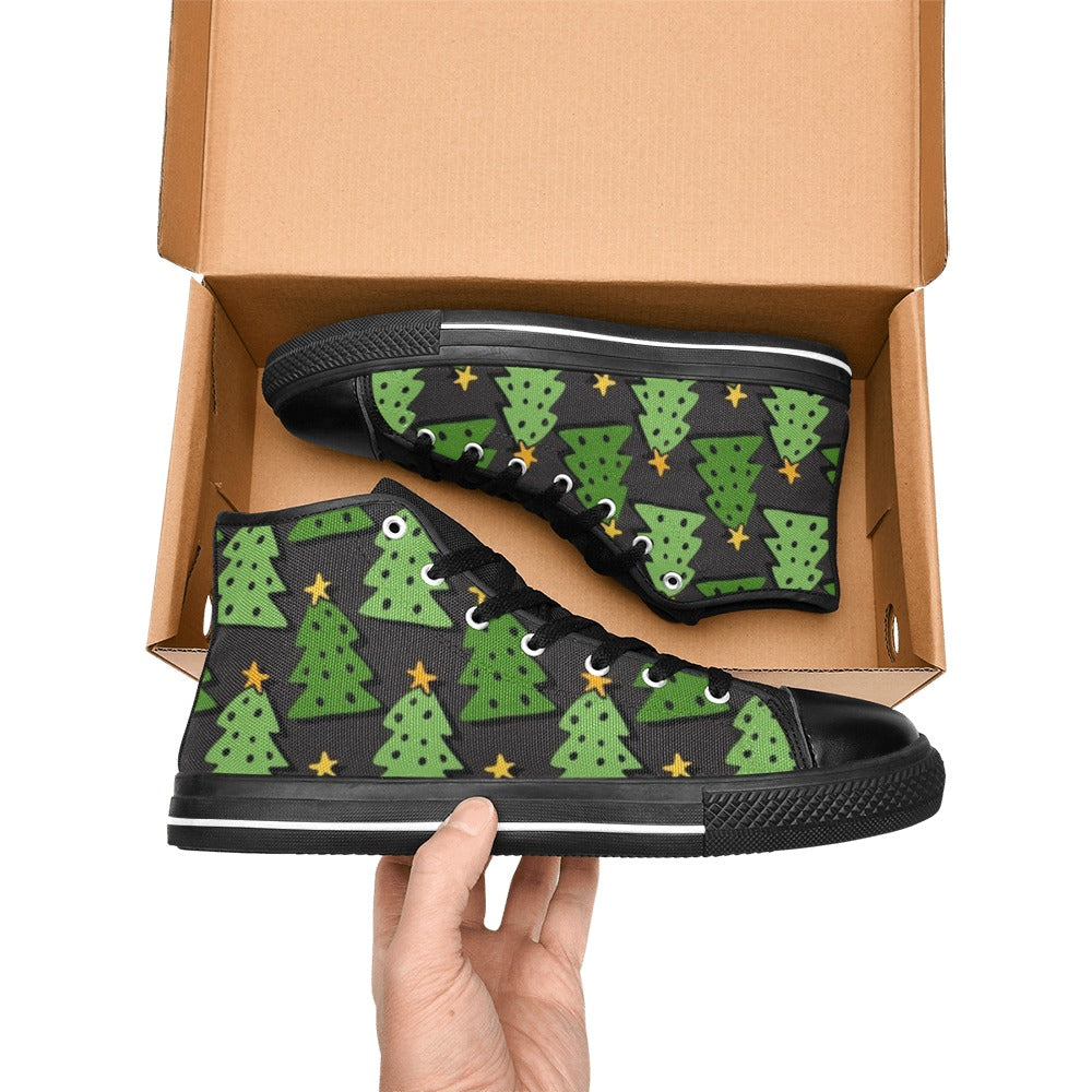 Christmas Trees - Kids High Top Canvas Shoes