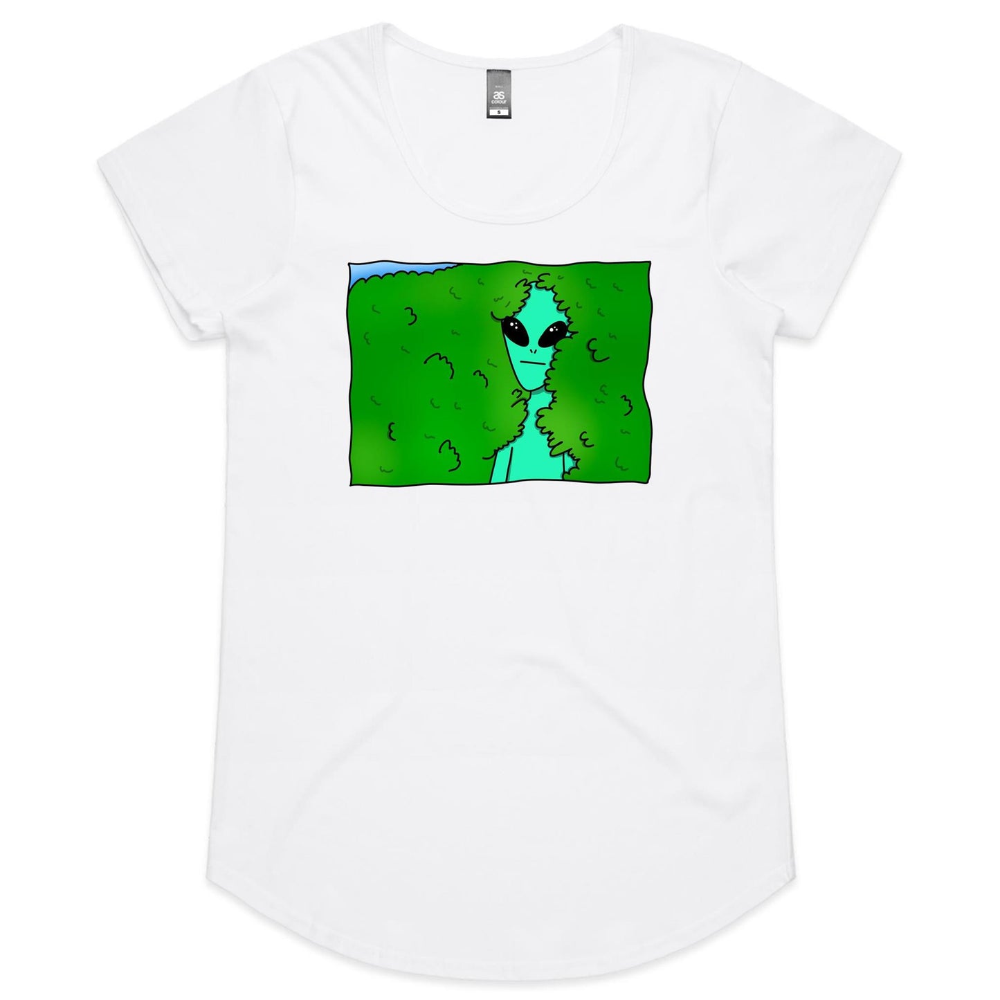 Alien Backing Into Hedge Meme - Womens Scoop Neck T-Shirt