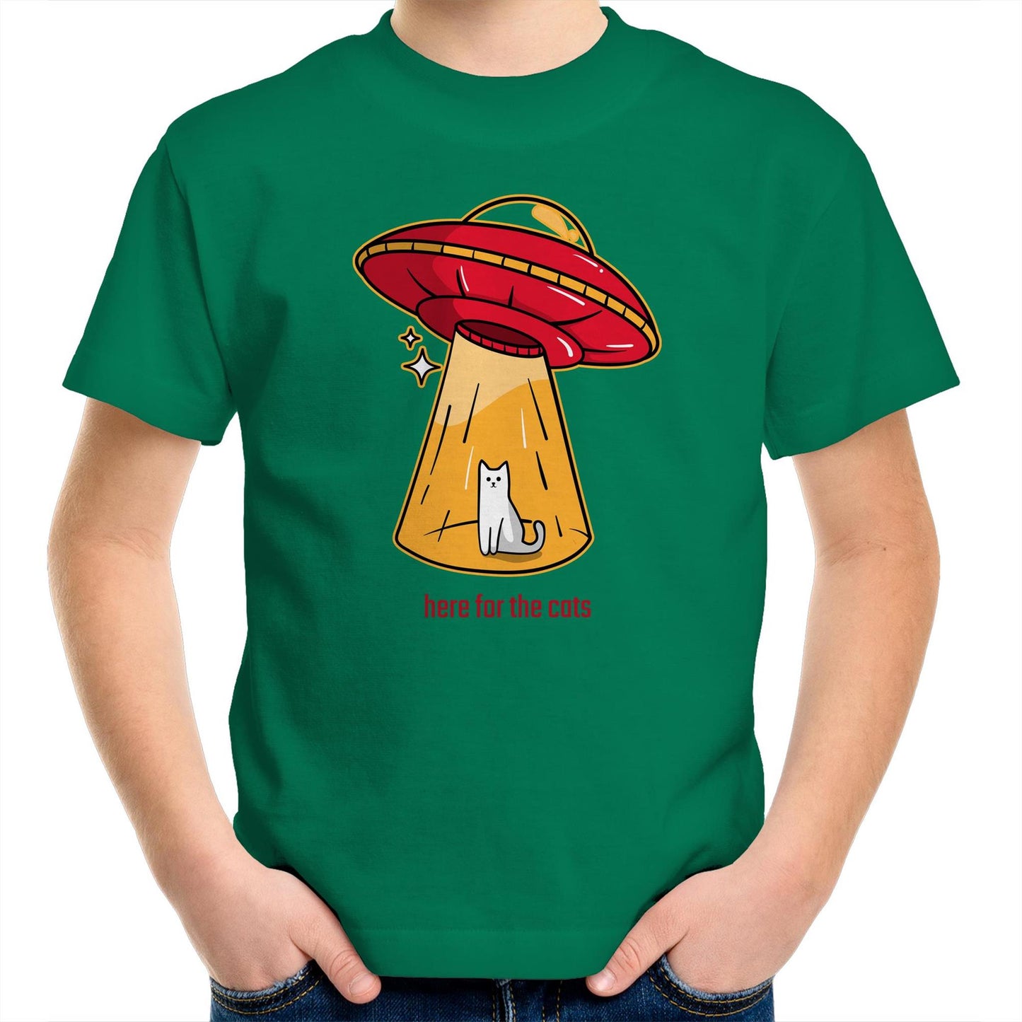 UFO, Here For The Cats - Kids Youth T-Shirt