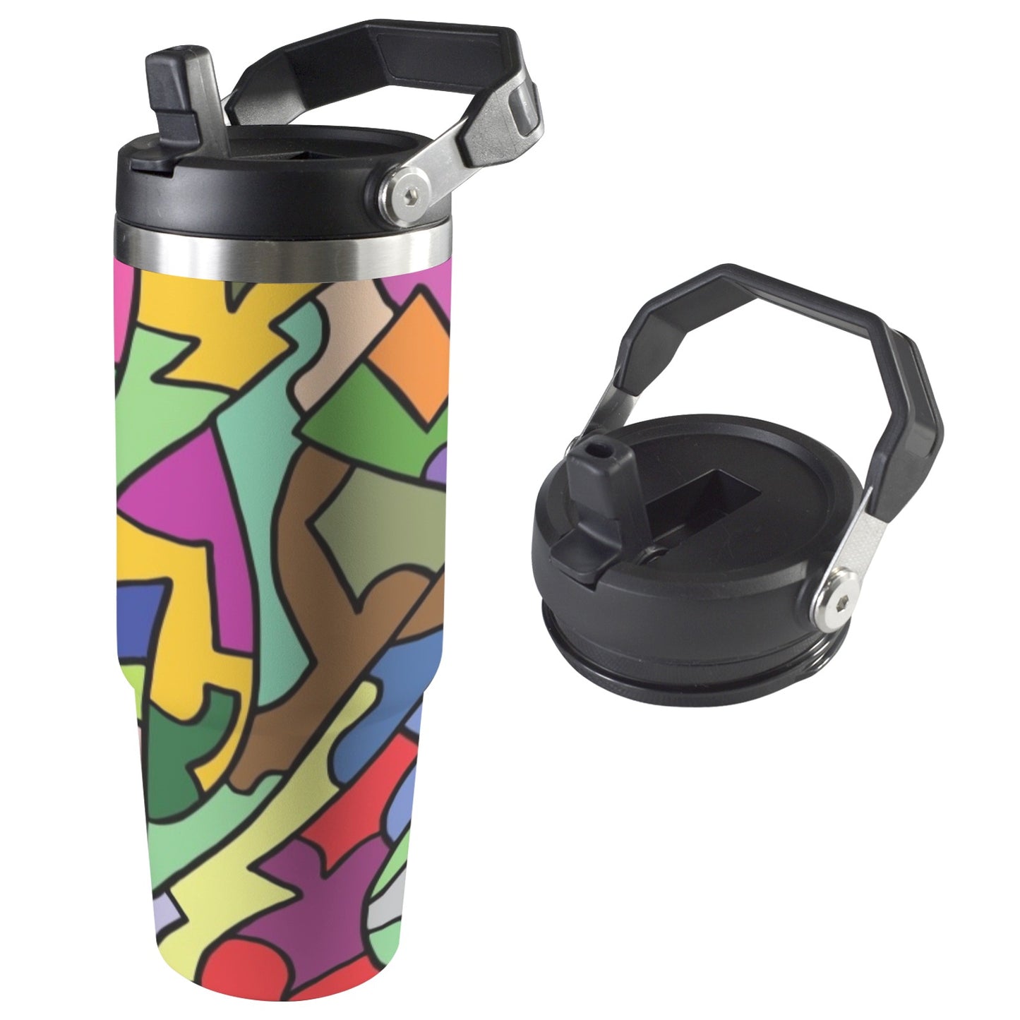 Bright Abstract - 30oz Tumbler with Top Handle