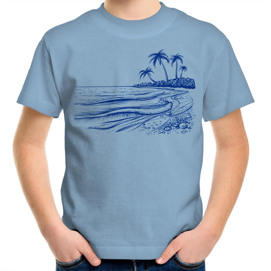 Surf Beach - Kids Youth T-Shirt Carolina Blue Kids Youth T-shirt Summer Surf