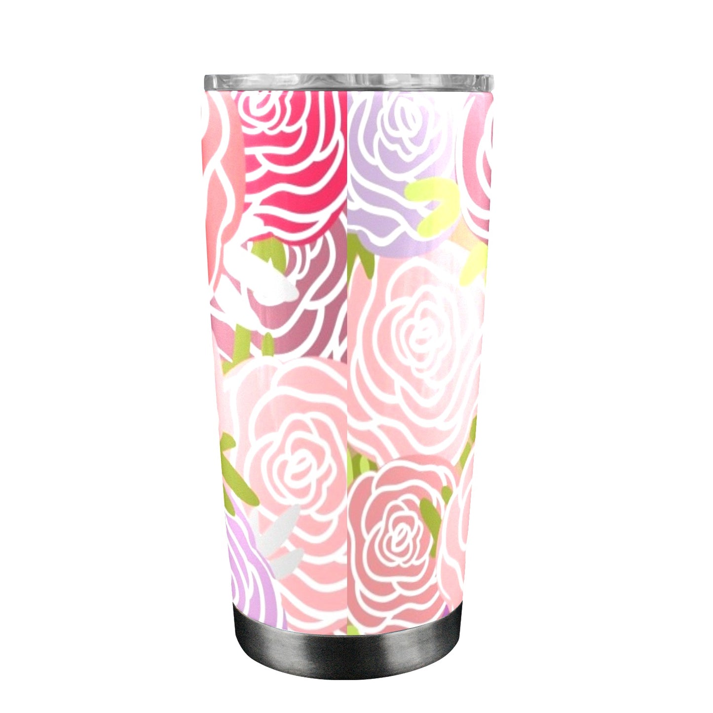 Abstract Roses - 20oz Travel Mug with Clear Lid Clear Lid Travel Mug Plants Printed Offshore