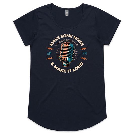 Make Some Noise, Retro Microphone - Womens Scoop Neck T-Shirt