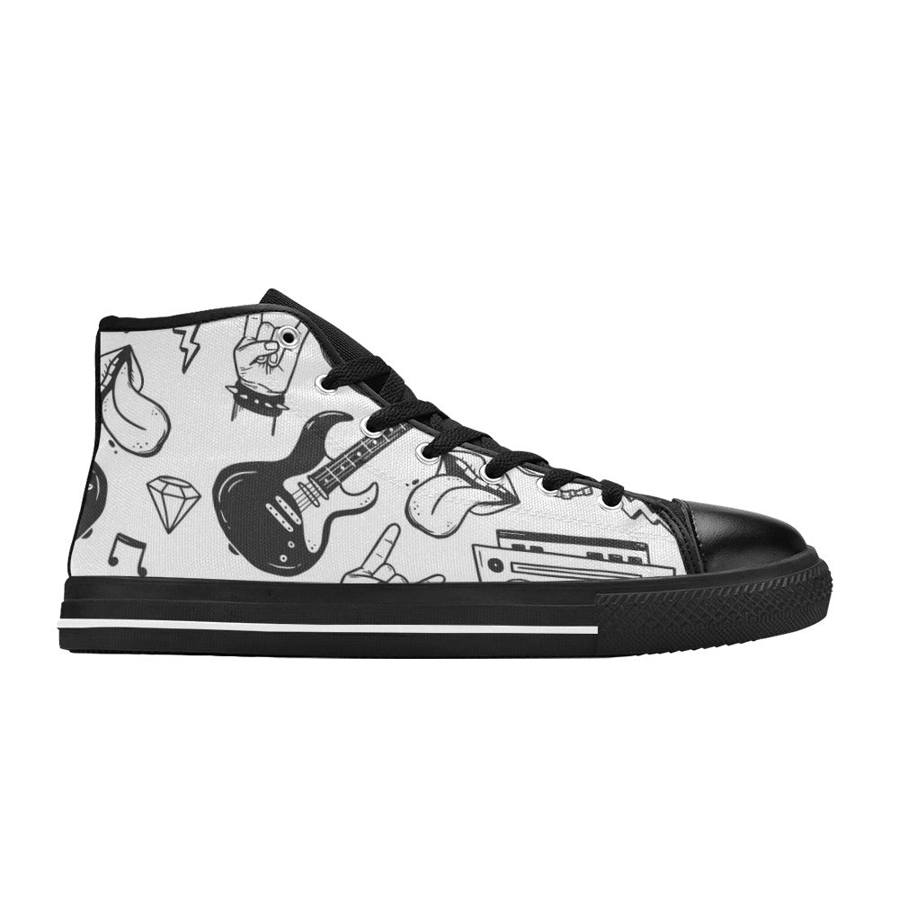 Rock Music - Men's High Top Canvas Shoes