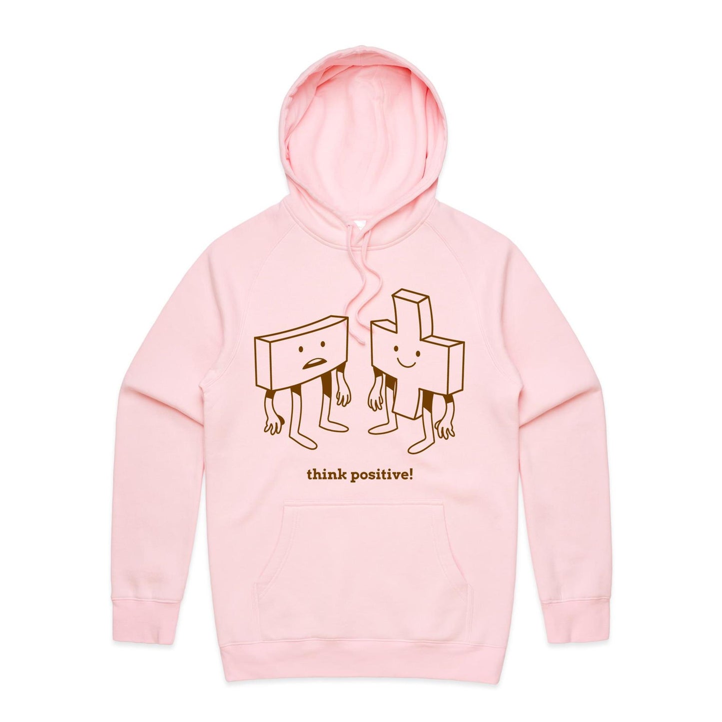 Think Positive, Plus And Minus - Supply Hood Pink Mens Supply Hoodie Maths Motivation