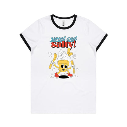 Sweet And Salty, Ice Cream And Fries - Women's Ringer Tee