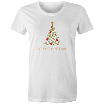 Christmas Tree Line Drawing - Womens T-shirt