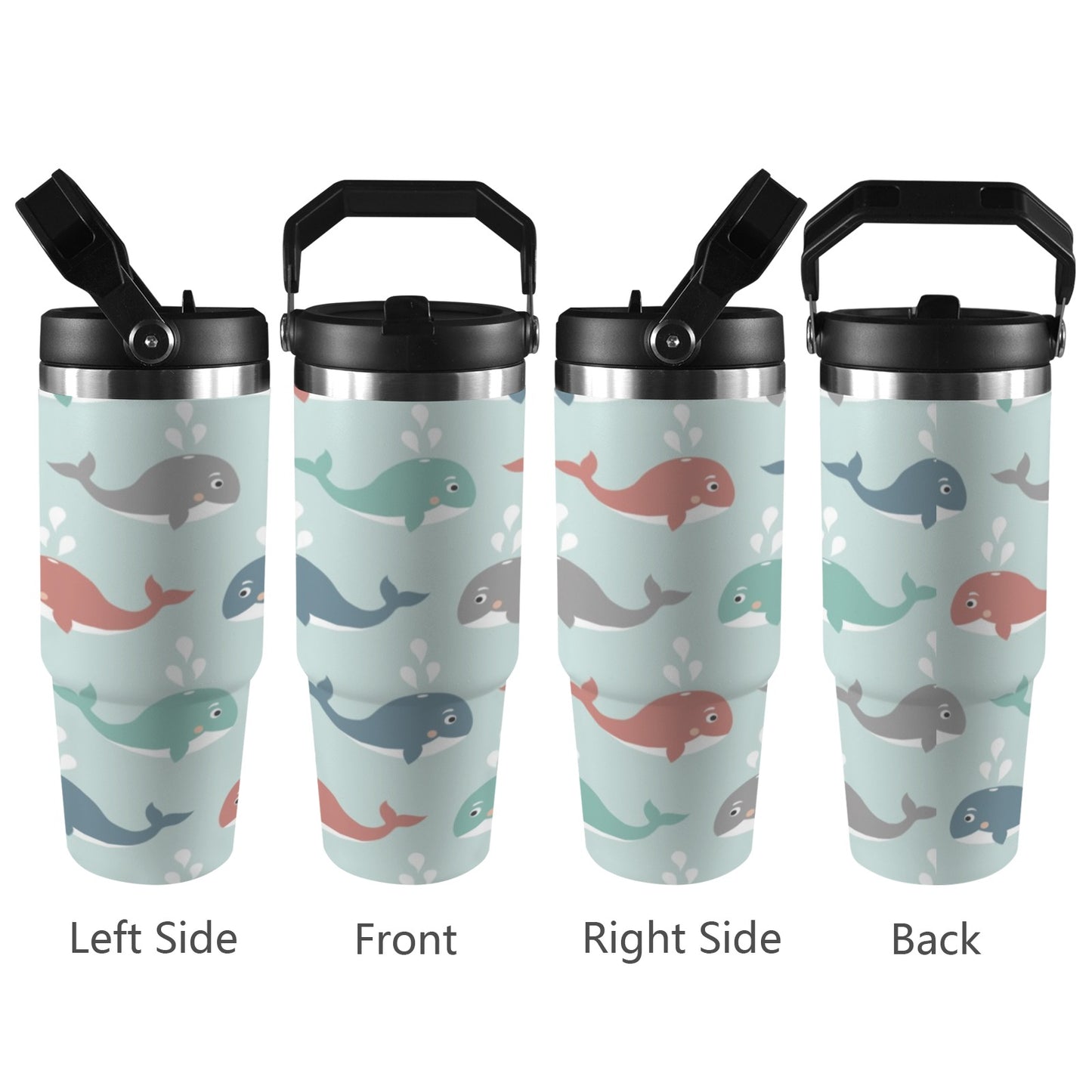 Cute Whales - 30oz Tumbler with Top Handle