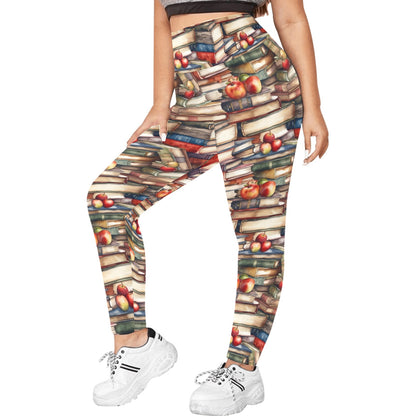 Watercolour Books - Womens High Waist Leggings (Sizes 16-22)