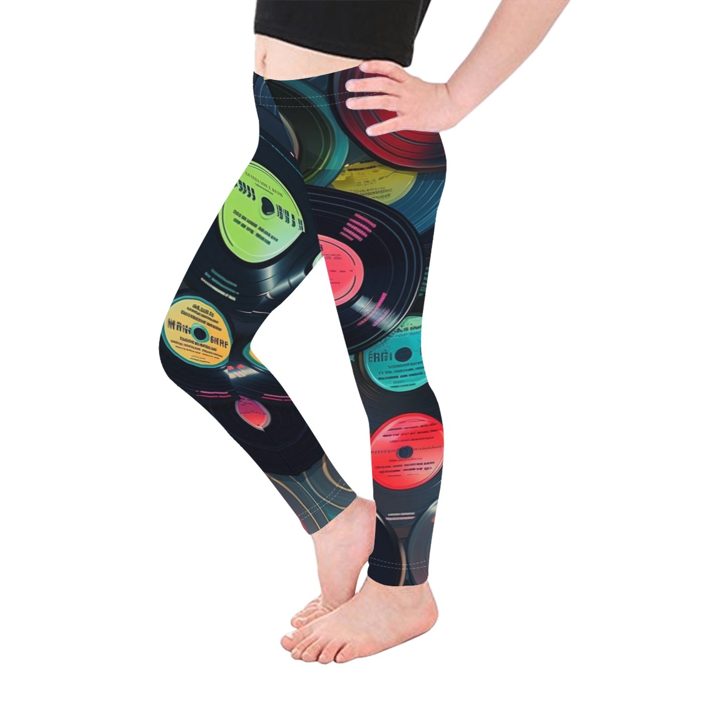 Retro Vinyl Records - Kid's Ankle Length Leggings