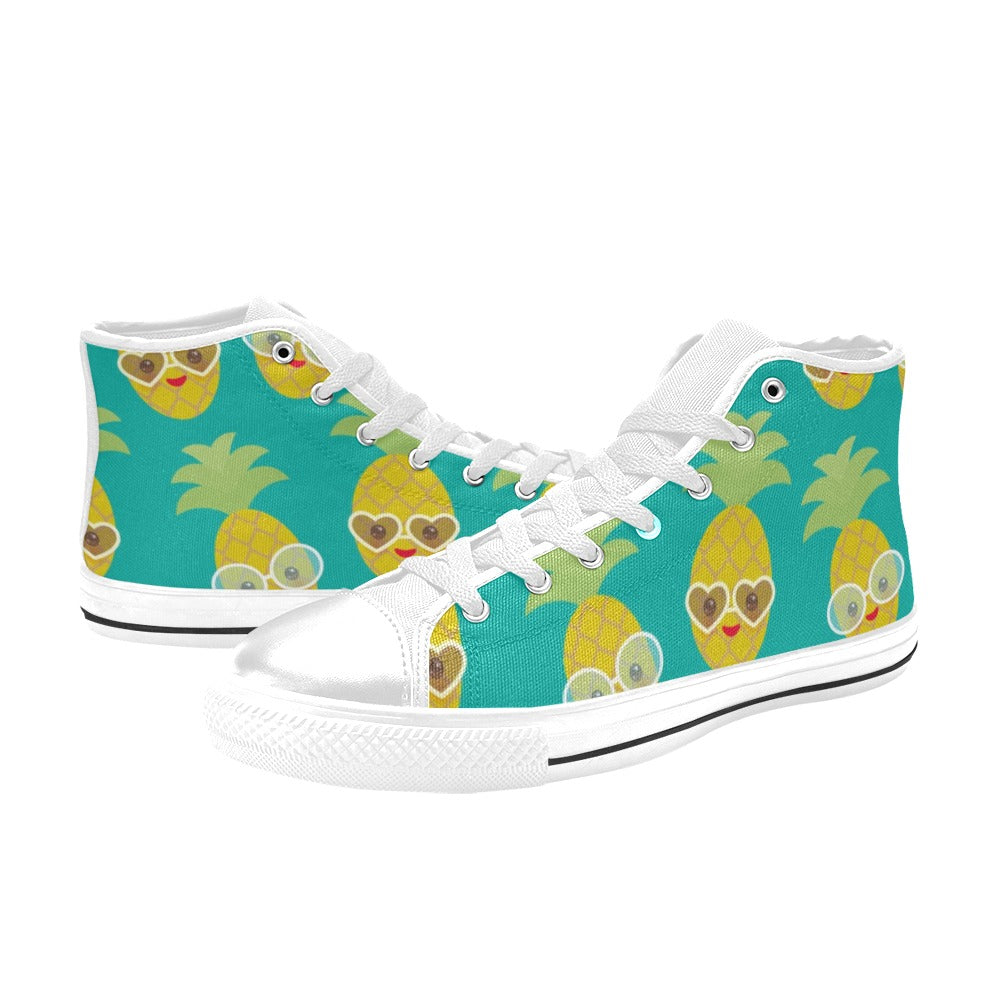 Pineapples With Glasses - Men's High Top Canvas Shoes