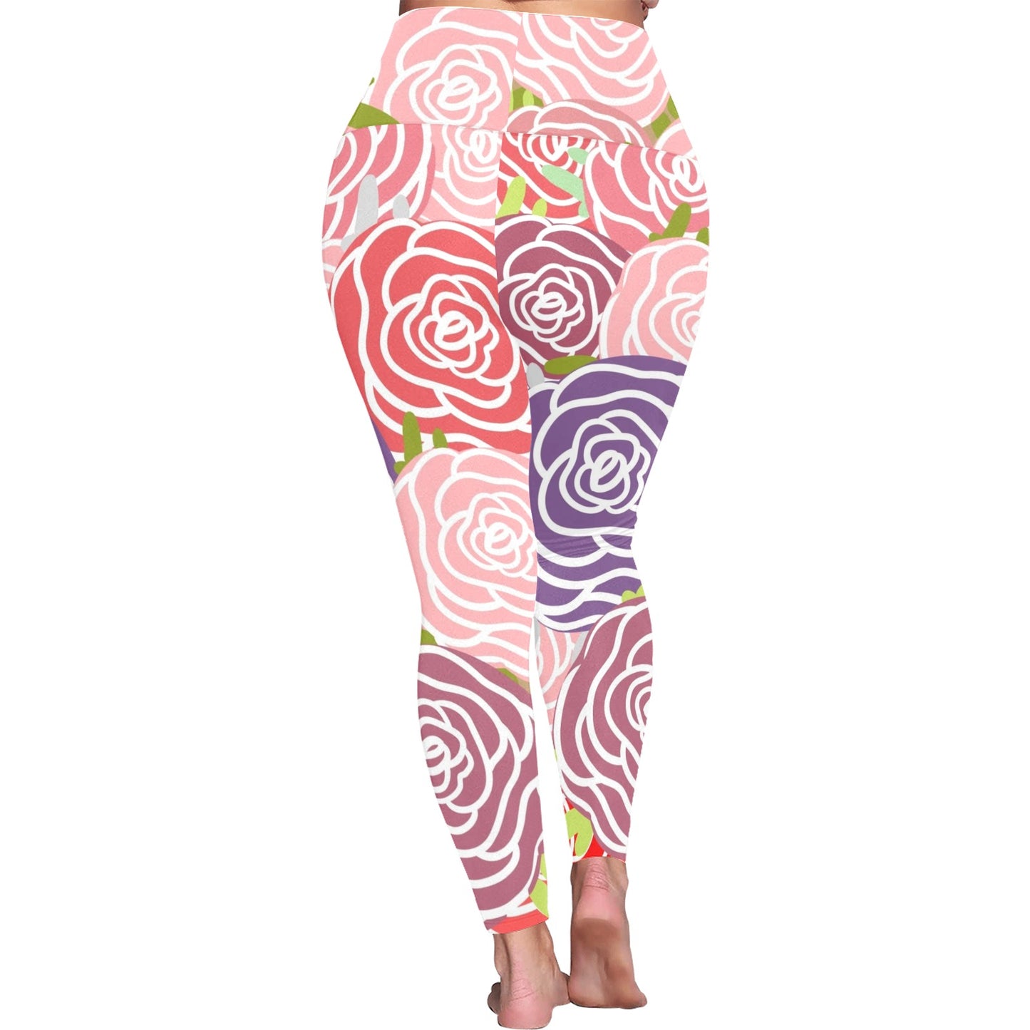 Abstract Roses - Women's Plus Size High Waist Leggings Women's Plus Size High Waist Leggings Printed Offshore