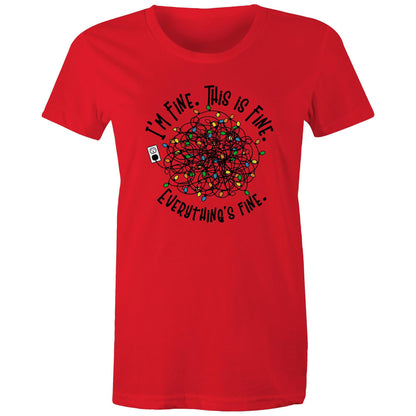 Tangled Christmas Lights, I'm Fine, This Is Fine, Everything Is Fine - Womens T-shirt