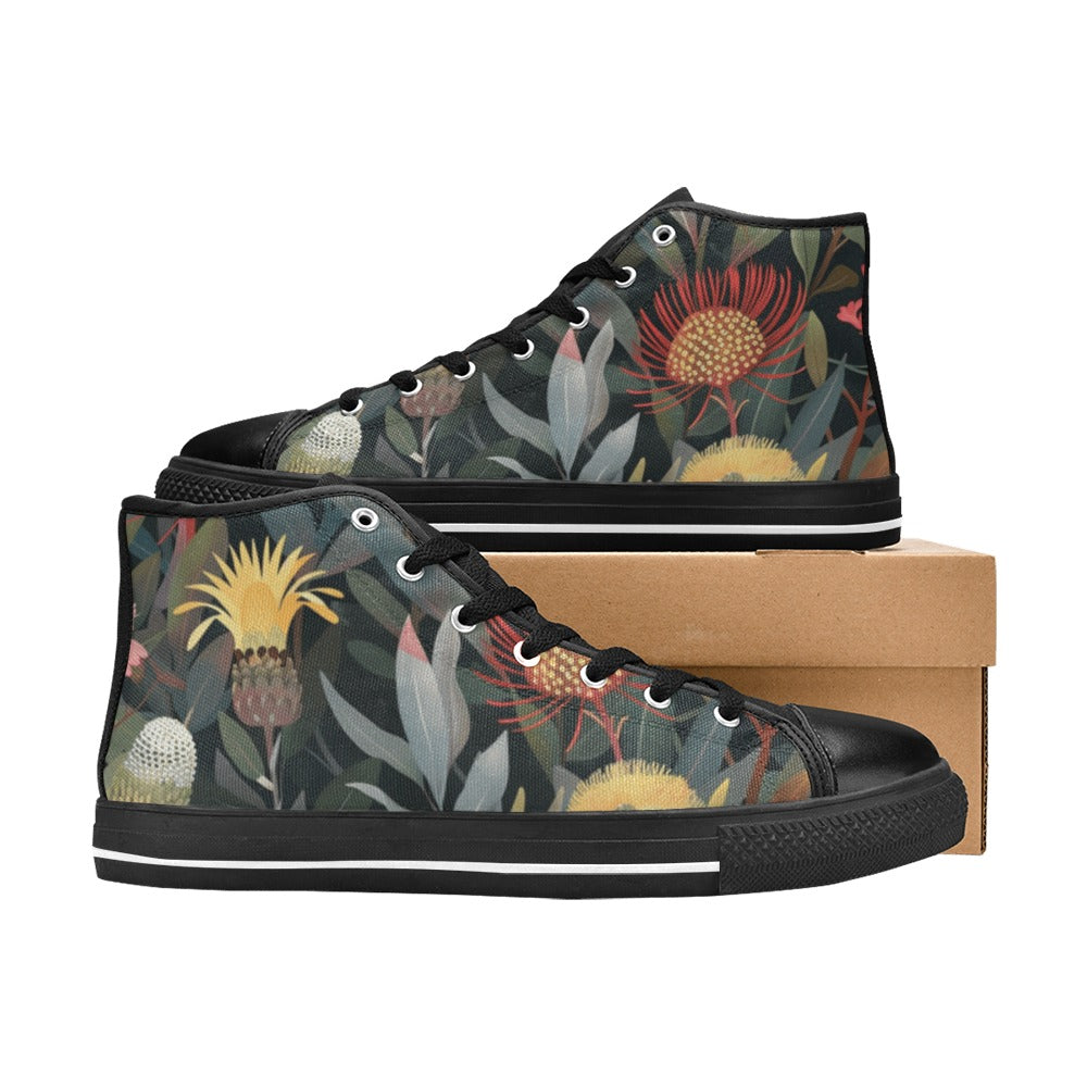 Australian Native Flowers - Women's High Top Canvas Shoes