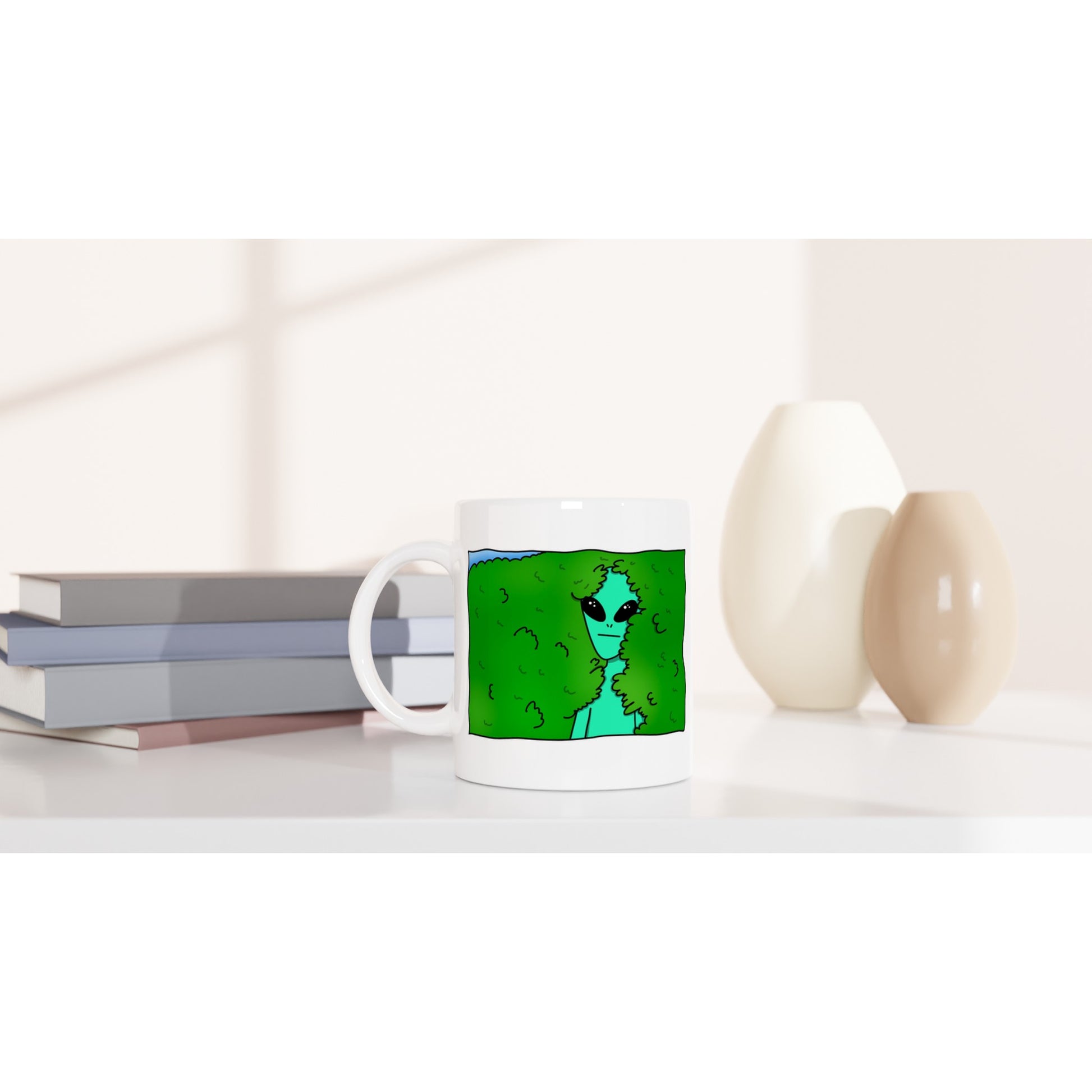 Alien Hedge Meme - White 11oz Ceramic Mug White 11oz Mug Globally Fulfilled Sci Fi