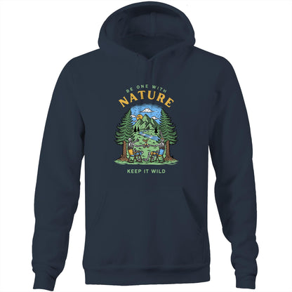 Be One With Nature, Skeleton - Pocket Hoodie Sweatshirt Navy Hoodie Environment Summer