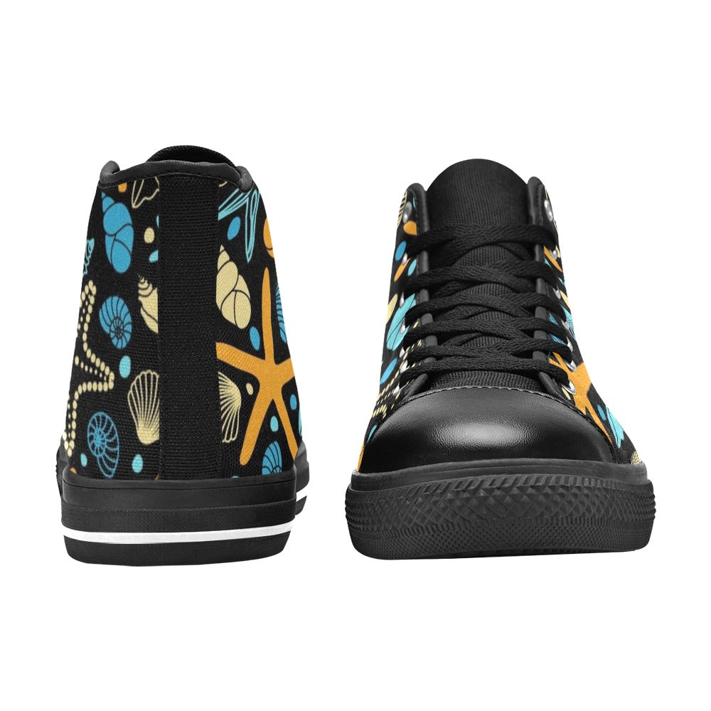 Starfish And Shells - Men's High Top Canvas Shoes