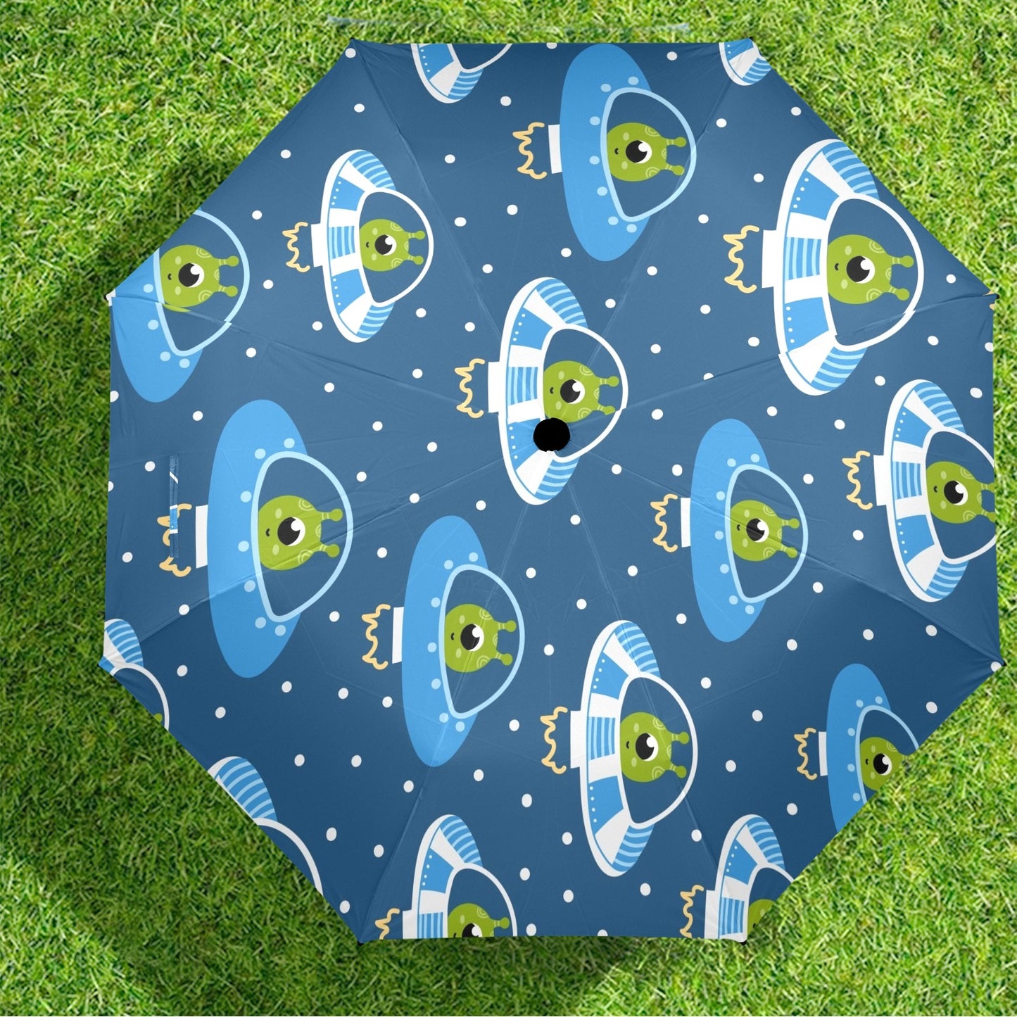 Cute Aliens in UFOs - Semi-Automatic Foldable Umbrella